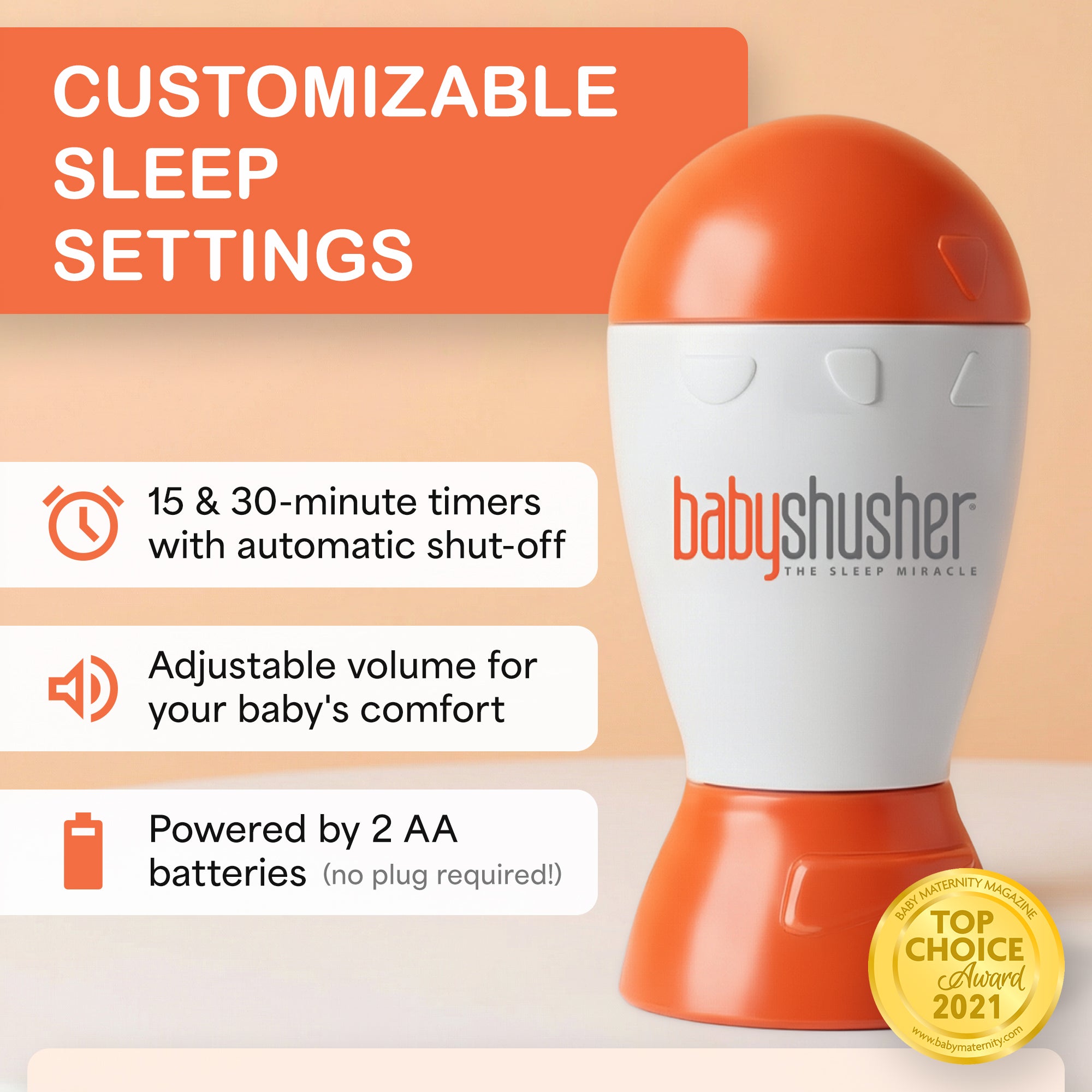 Baby Shusher Sound Machine for Newborn Sleep – Real Human Shushing Sound